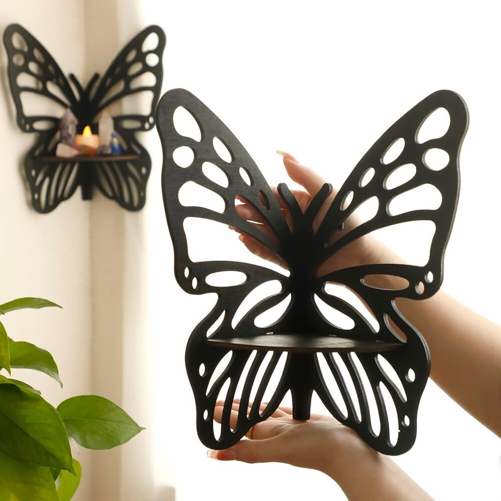 Crystal Shelf Display -2 Pcs Butterfly Floating Shelves for Wall Corner Shelf fo - Picture 6 of 6